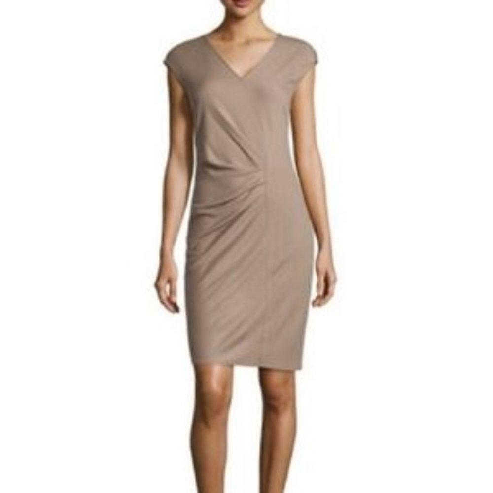 NEW Halston Heritage Midi Ruched Wool dress NWT